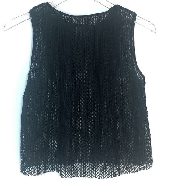M.N.G. Mango Black Openwork Lasercut Crop Tank Top Raw Edge Size S - Picture 5 of 5